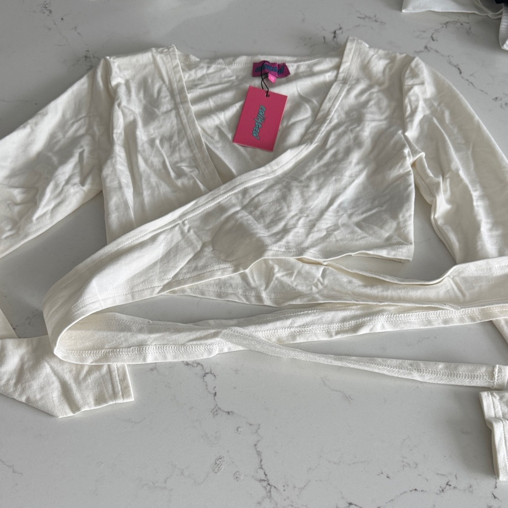 Edikted White Wrap Crop Top